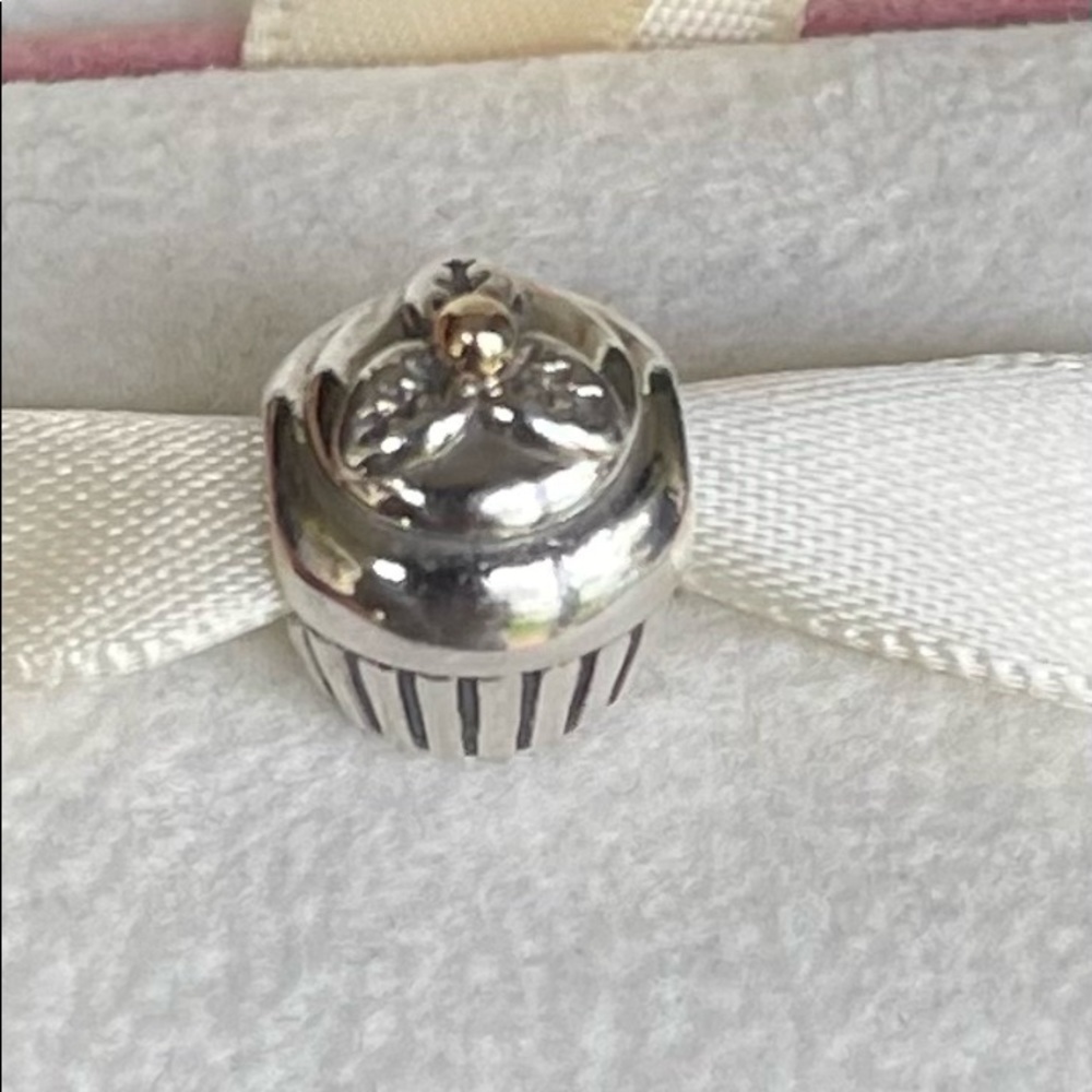 Authentic Pandora Charm Sterling 14k Gold Cupcake Birthday Charm